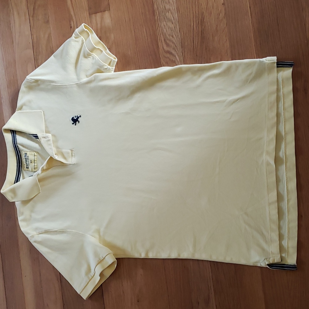 Express Pique Polo Yellow Short Sleeve Polo Shirt, Men's Size Medium